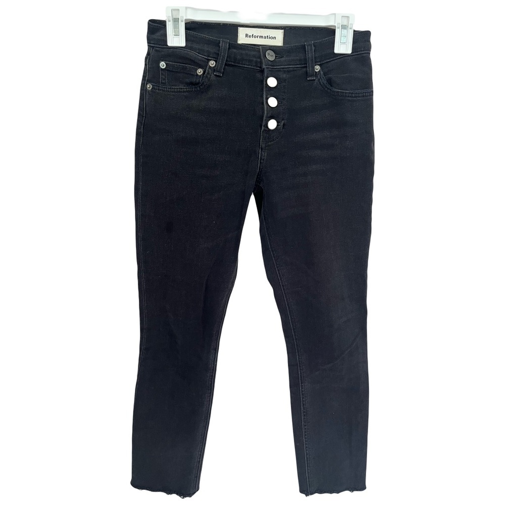 Reformation Jeans Women's Black Dark Wash High Rise Skinny Jeans Size 25